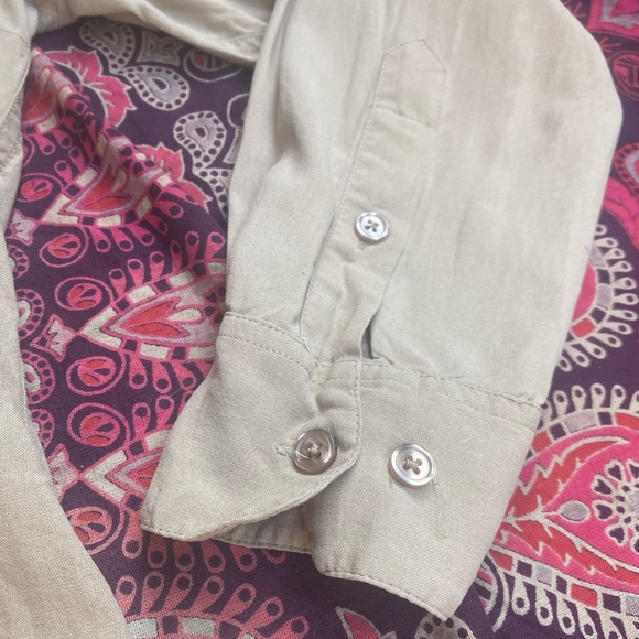 GoSilk 100% Silk LongSleeves Cuffs Button Down Collared Tan Office Dress Shirt - Picture 6 of 16